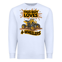 White Kids Atv Outfit 4 Wheeler Mudding Gift- Boys Four Wheeler Premium Sweatshirt - minhPixels
