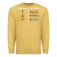 Antique Gold Guitars How it Started How It's Going Guitar Players Funny Premium Sweatshirt - minhPixels