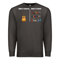 Smoke Guitars How it Started How It's Going Guitar Players Funny Premium Sweatshirt - minhPixels
