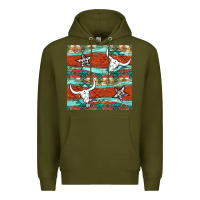Army Green western aztec bull skull stars seamless pattern Premium Hoodie - BundleAndBundleShop