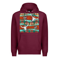 Burgundy western aztec bull skull stars seamless pattern Premium Hoodie - BundleAndBundleShop