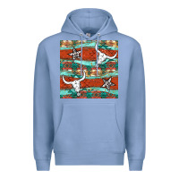 Colony Blue western aztec bull skull stars seamless pattern Premium Hoodie - BundleAndBundleShop