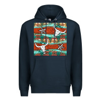 Navy western aztec bull skull stars seamless pattern Premium Hoodie - BundleAndBundleShop