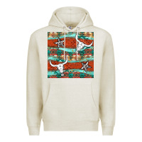 Oatmeal Heather western aztec bull skull stars seamless pattern Premium Hoodie - BundleAndBundleShop