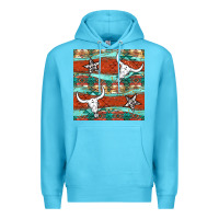Ocean Blue western aztec bull skull stars seamless pattern Premium Hoodie - BundleAndBundleShop