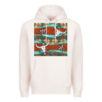 Pale Pink western aztec bull skull stars seamless pattern Premium Hoodie - BundleAndBundleShop