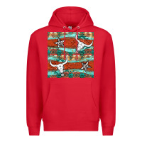 Red western aztec bull skull stars seamless pattern Premium Hoodie - BundleAndBundleShop