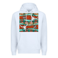 White western aztec bull skull stars seamless pattern Premium Hoodie - BundleAndBundleShop