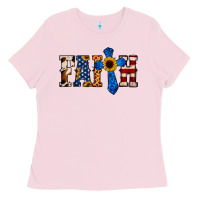 Bubblegum Pink faith  th of july cross Ladies Tee - Jasminsmagicworld