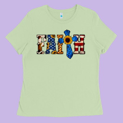 Faith  Th Of July Cross Ladies Tee Designed By Jasminsmagicworld