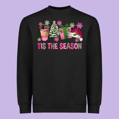 Pink Christmas Tis The Season Heavyweight Sweatshirt Designed By Fadigitalartstudio