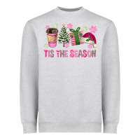 Heather Grey Pink Christmas Tis The Season Heavyweight Sweatshirt - FaDigitalArtStudio
