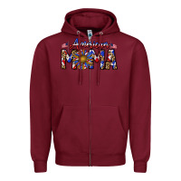 Burgundy American mama Zipper Hoodie - CowhideDigitalArt