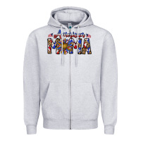 Heather Grey American mama Zipper Hoodie - CowhideDigitalArt