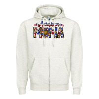 Oatmeal Heather American mama Zipper Hoodie - CowhideDigitalArt