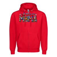 Red American mama Zipper Hoodie - CowhideDigitalArt