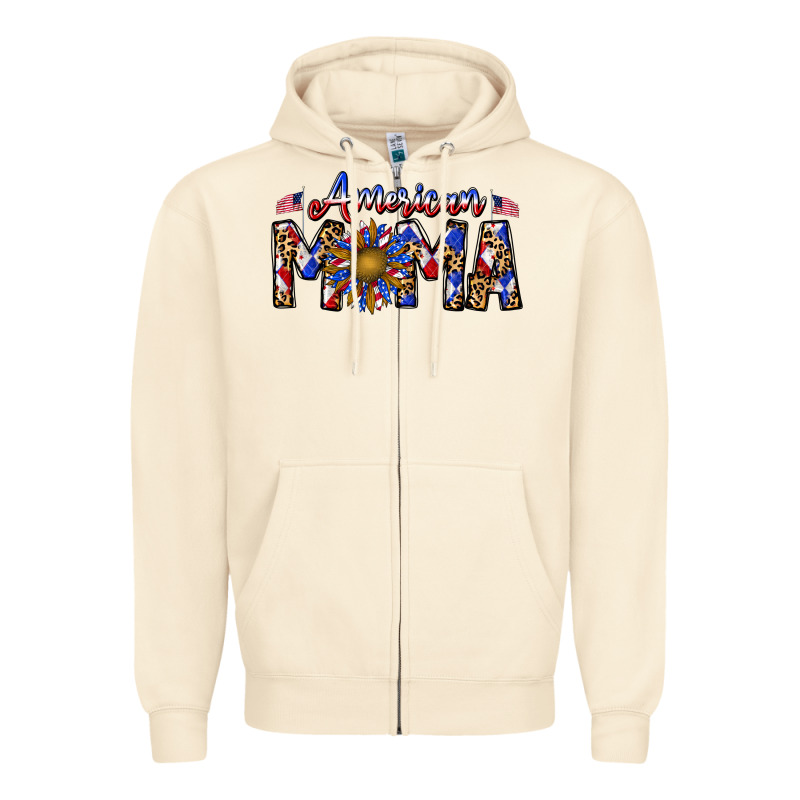 American Mama Zipper Hoodie by CowhideDigitalArt | Teevron