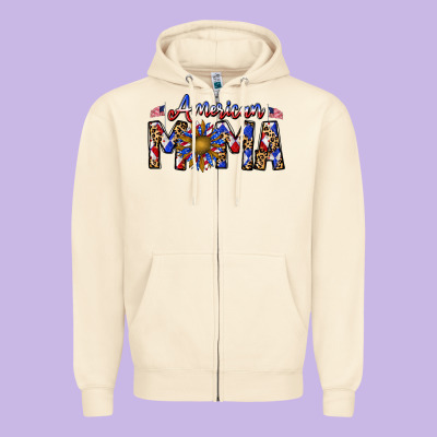 American Mama Zipper Hoodie Designed By Cowhidedigitalart