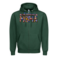 Sports Green American mama Zipper Hoodie - CowhideDigitalArt