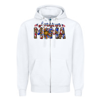 White American mama Zipper Hoodie - CowhideDigitalArt