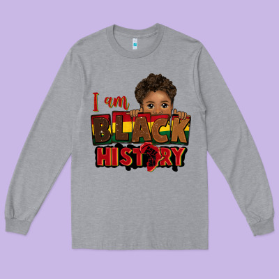 I Am Black History Black Boy Peekaboo Juneteenth Long Sleeve Tee Designed By Cowgirlartshop