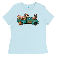 Baby Blue farm animals truck Ladies Tee - Jasminsmagicworld