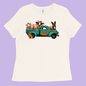 Farm Animals Truck Ladies Tee Designed By Jasminsmagicworld