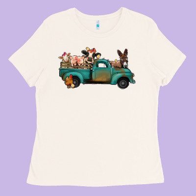 Farm Animals Truck Ladies Tee Designed By Jasminsmagicworld