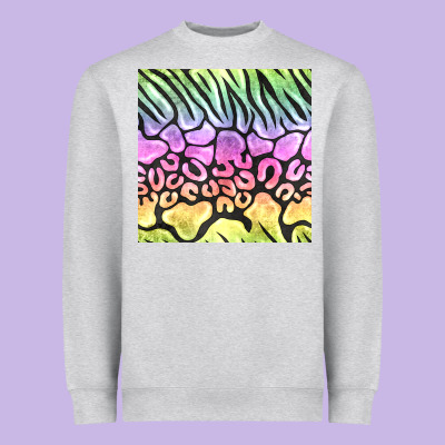 Neon Rainbow Safari Seamless Pattern Heavyweight Sweatshirt Designed By Bundleandbundleshop