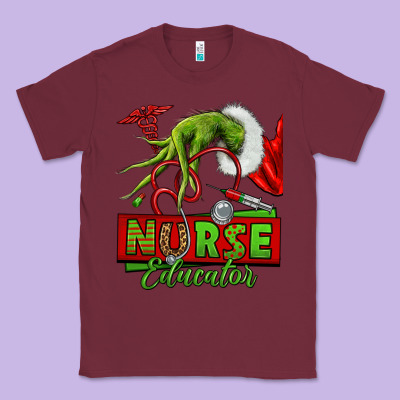 Grinch Hand Nurse Educator Classic Tee Designed By Nancycooperartshop