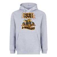 Heather Grey Kids Atv Outfit 4 Wheeler Mudding Gift- Boys Four Wheeler Heavyweight Hoodie - minhPixels