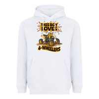 White Kids Atv Outfit 4 Wheeler Mudding Gift- Boys Four Wheeler Heavyweight Hoodie - minhPixels