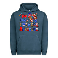 Pigment Midnight Navy flip flops fireworks and freedom Urban Hoodie - AdoDesignShop