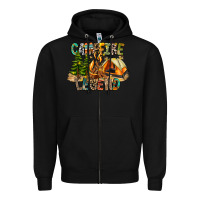 Black Campfire Legend Zipper Hoodie - CowhideDigitalArt