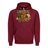Burgundy Campfire Legend Zipper Hoodie - CowhideDigitalArt