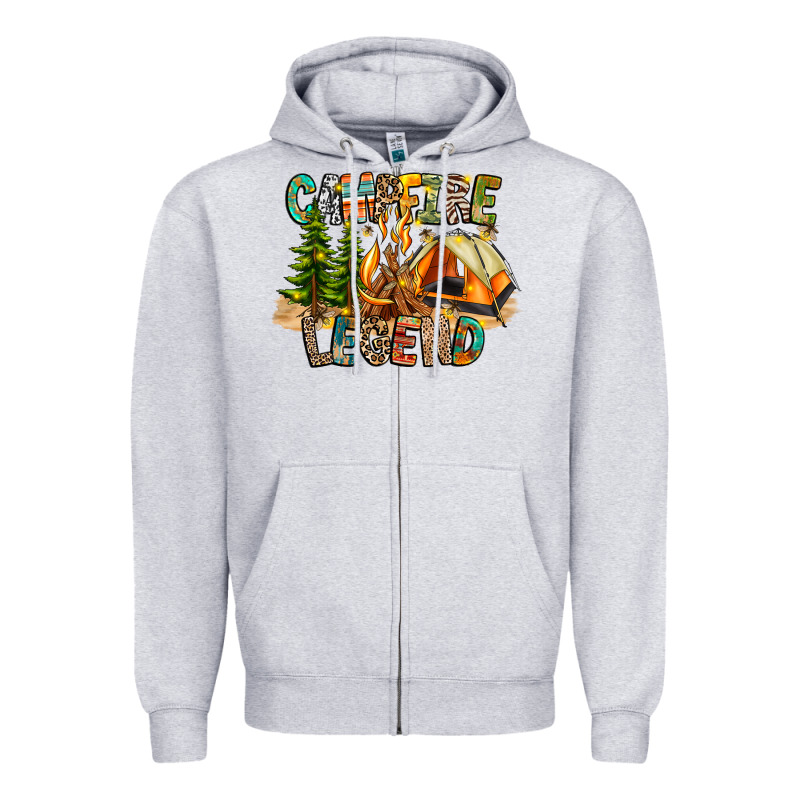 Campfire Legend Zipper Hoodie by CowhideDigitalArt | Teevron