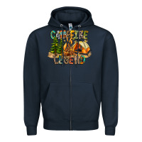 Navy Campfire Legend Zipper Hoodie - CowhideDigitalArt