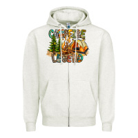 Oatmeal Heather Campfire Legend Zipper Hoodie - CowhideDigitalArt