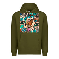 Army Green western cowgirl seamless pattern Premium Hoodie - BundleAndBundleShop