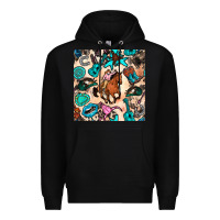 Black western cowgirl seamless pattern Premium Hoodie - BundleAndBundleShop
