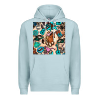 Blue Mist western cowgirl seamless pattern Premium Hoodie - BundleAndBundleShop