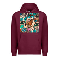 Burgundy western cowgirl seamless pattern Premium Hoodie - BundleAndBundleShop