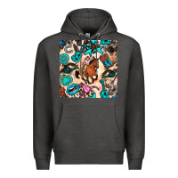 Charcoal Heather western cowgirl seamless pattern Premium Hoodie - BundleAndBundleShop