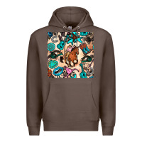 Coffee western cowgirl seamless pattern Premium Hoodie - BundleAndBundleShop