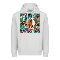 Dove Grey western cowgirl seamless pattern Premium Hoodie - BundleAndBundleShop