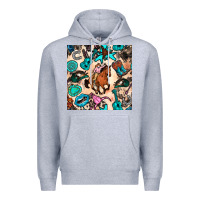 Heather Grey western cowgirl seamless pattern Premium Hoodie - BundleAndBundleShop