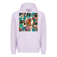 Lilac western cowgirl seamless pattern Premium Hoodie - BundleAndBundleShop