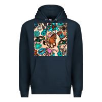 Navy western cowgirl seamless pattern Premium Hoodie - BundleAndBundleShop