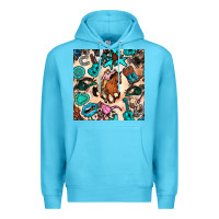 Ocean Blue western cowgirl seamless pattern Premium Hoodie - BundleAndBundleShop