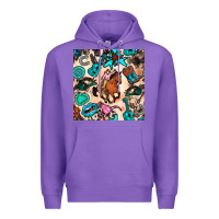 Purple western cowgirl seamless pattern Premium Hoodie - BundleAndBundleShop